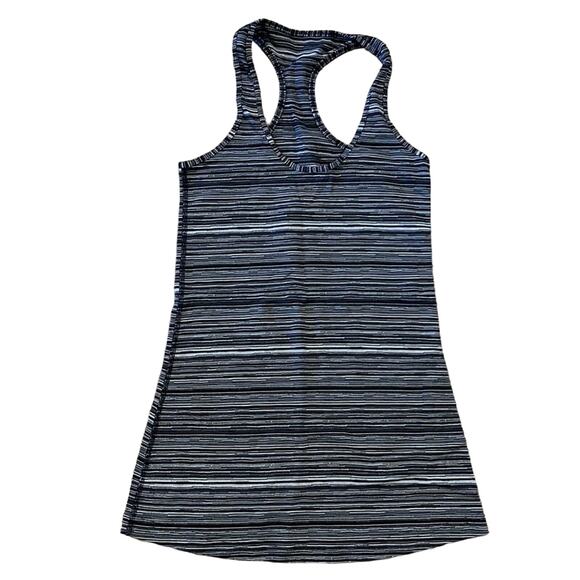 LULULEMON Grey Stripe Cool Racerback Tank Top Size 4 - Picture 2 of 5